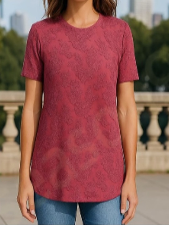 Wilfred Tops - Aritzia Wilfred Tarascon Burgundy Appliqué Floral Semi Sheer Lace Blouse Medium